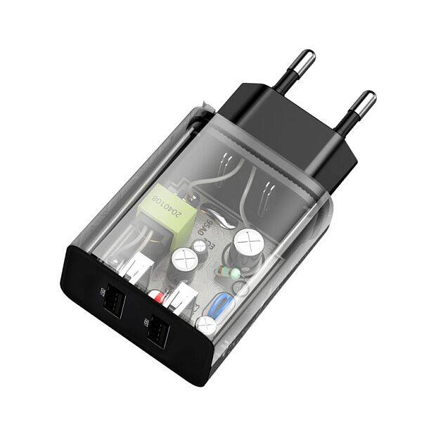 Зарядное устройство BASEUS TC-012 Speed Mini Dual 2USB, 2.1A, 10.5W, черный (CCFS-R01) - 7