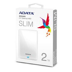 Внешний жесткий диск Portable HDD 2TB ADATA HV620S (White), USB 3.2 Gen1, 115x78x11.5mm, 152g
